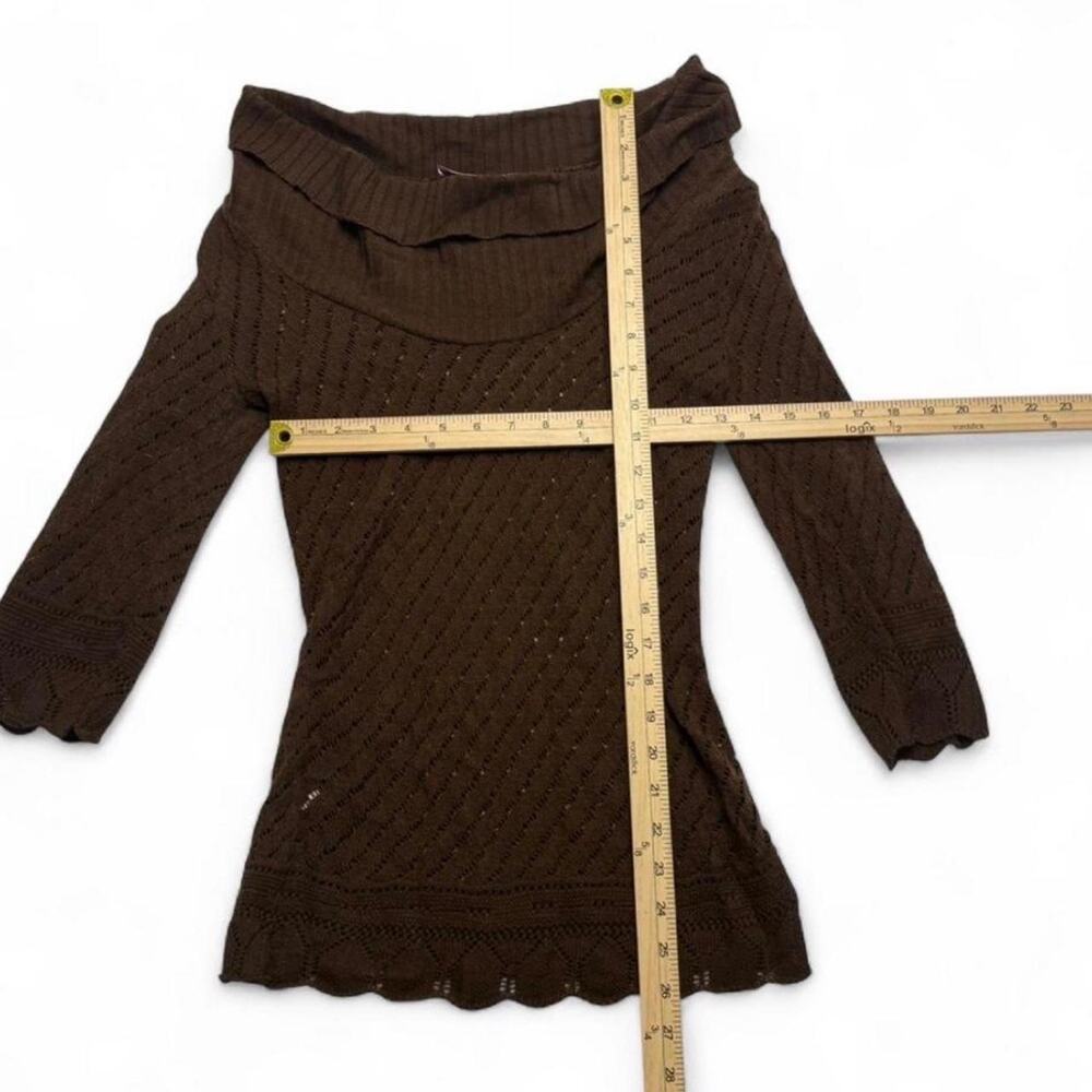 Y2K Cowl Neck fitted full length early 2000s brown longsleeve fall staple Size M - Picture 4 of 4